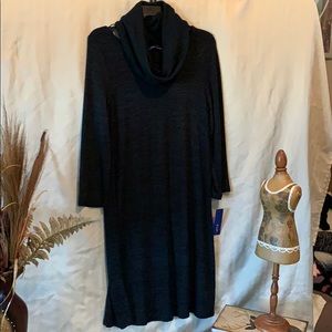 Ladies black long sleeve black dress with scarf